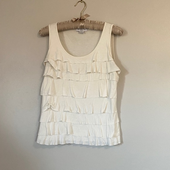 Liz Claiborne Tops - Liz Claiborne Cream Ruffle Tank Top